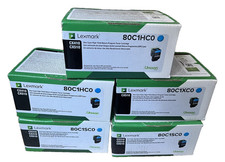 Lot of 5 - Lexmark 80C1HC0 High Yield Cyan Toner Cartridge CX410 CX510 80C1HK0