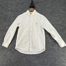 Ralph Lauren Button Down Kids Size M 10-12 White Excellent Oxford Pony Logo