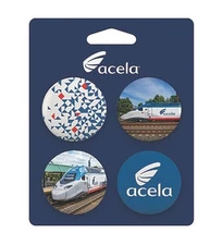 Amtrak Acela Express 4-Pack Button Pin Set Railroad Train Collector Edition