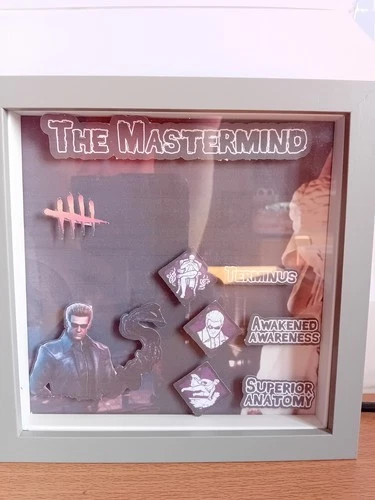 Dead By Daylight Killer The Mastermind, 7x7in Shadow Box, Grey Frame
