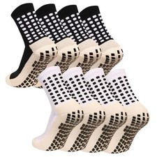 Men's Grip Soccer Socks Anti Slip Athletic Socks Non One Size 2black 2white
