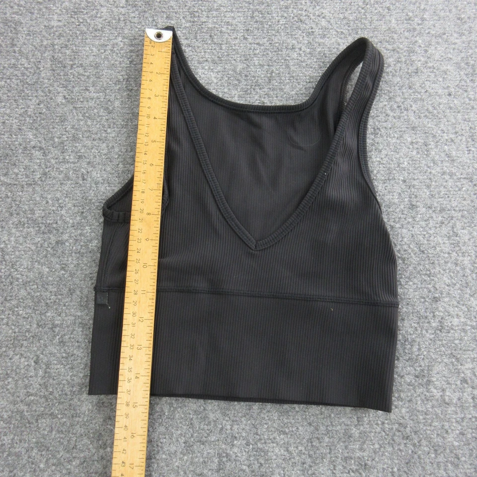 Lululemon Sports Bra Womens Small Black Ribbed Longline V Neck Yoga Training - Image 3 of 4