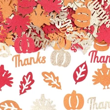 200PCS Thanksgiving Confetti for Table, Orange Red Gold Sequins Pumpkin Fall ...