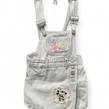 90s Disney Mickey Mouse blue denim skortall w embroidered characters size 3t