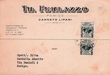 42-44A) TESTATINA TH FERLAZZO POMICE CANNETO LIPARI VIAGGIATA MESSINA 1953