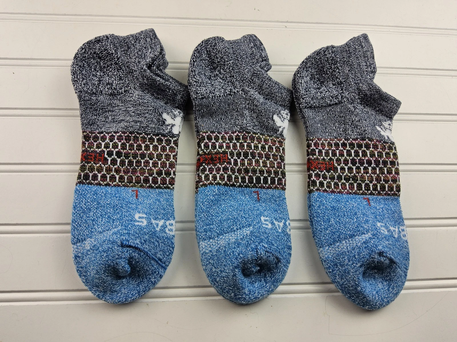 Bombas Hex-Tec Athletic Ankle Socks Lot Of 3 Pairs Size L