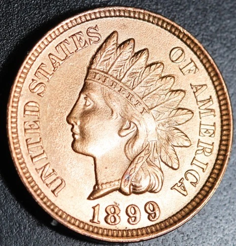 1899 INDIAN HEAD CENT - With LIBERTY & 4 DIAMONDS - AU UNC