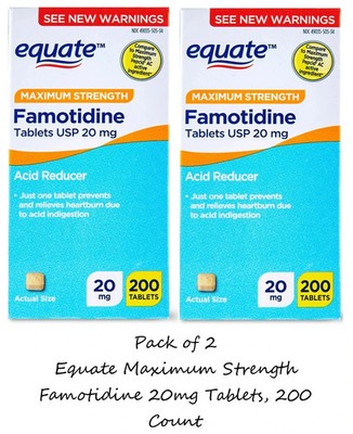 Equate Maximum Strength Famotidine 20mg Tablets, 200 Count (2 Pack)