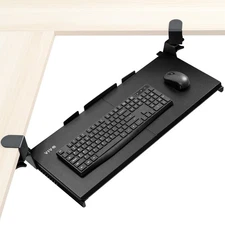 VIVO Clamp-on Computer Keyboard & Mouse Under Desk Slider Tray for Corner Desks