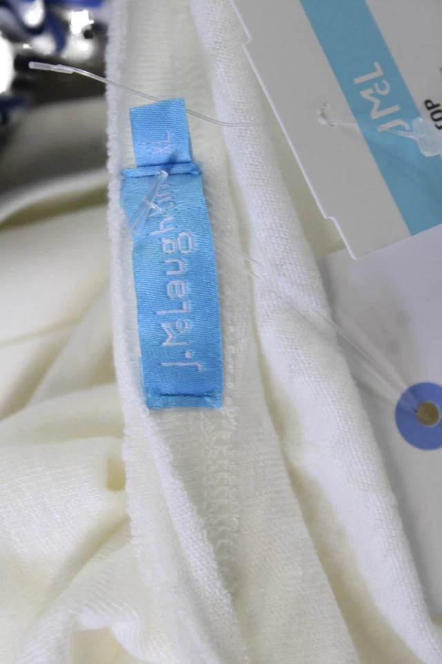 Camiseta J. Mclaughlin Mujer Básica Cuello en V Mezcla de Lino Manga Corta Blanca Talla XL Foto 4 de 4