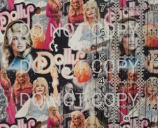 Custom 100% Cotton Woven Fabric Dolly Pink Singer Collage by the 1/4 Yard 9x56