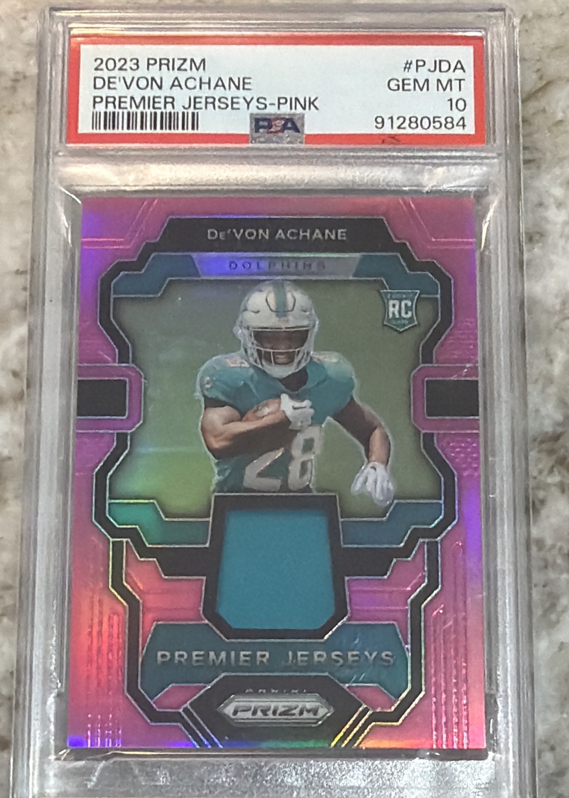 De'Von Achane Panini Prizm Premier Jerseys #PJDA Pink