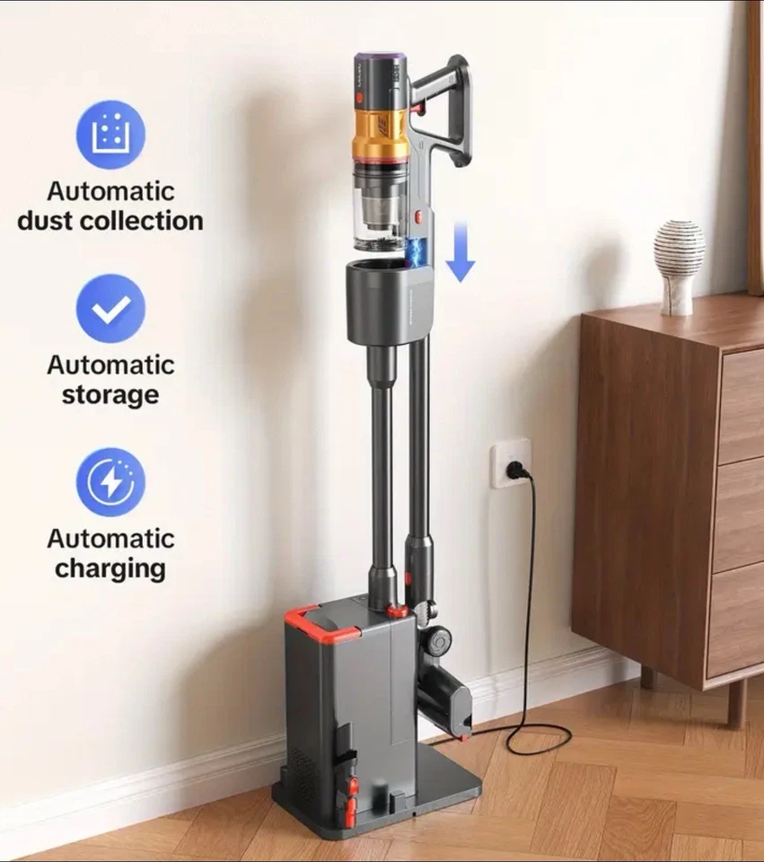 Cordless Stick Vacuum Cleaner With Self-Empty Station. 400W Wireless Vacuum Stik