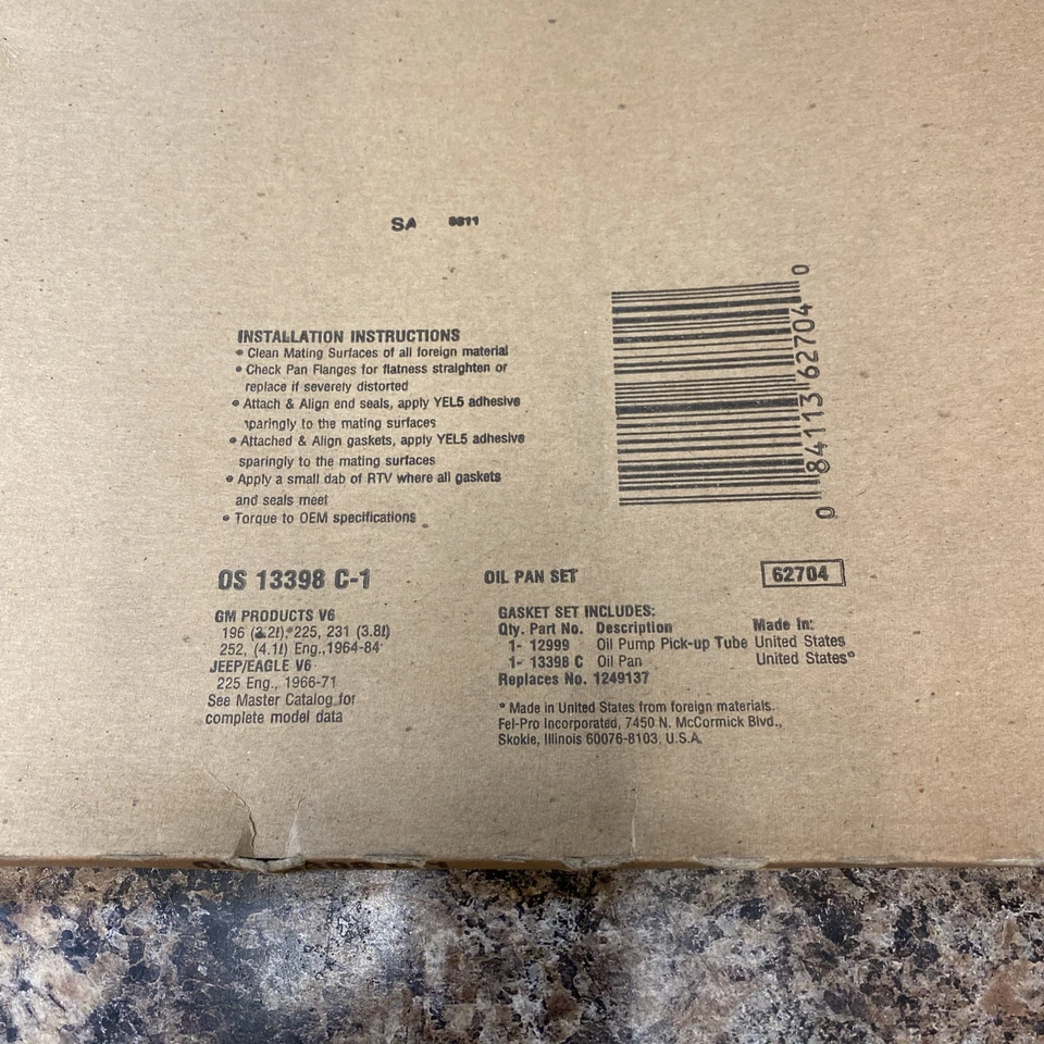 ¡Juego de cárteres de aceite de motor Fel-Pro OS 13398 C-1! ¡Envío gratis! Foto 2 de 4