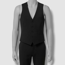 Bar III Men's Black Slim Fit Wool Solid Stretch Suit Vest Size XL