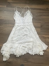 Free People FP One Adella White Summer Dress Size Small Laced Ruffled Medium