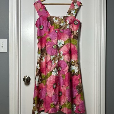 Handmade Cotton Bold Mod Floral A-Line Midi Dress 60s/70s Groovy Retro Mod Style