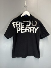 Fred Perry Women’s Polo Shirt Size XL Black White Long Sleeve 100% Cotton Pique