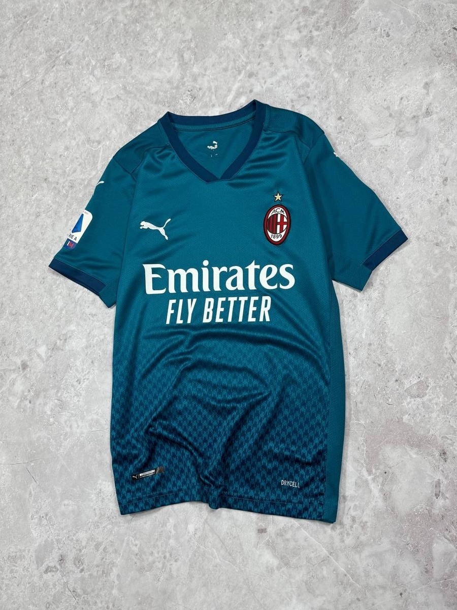 AC Milan 2020/21 Third Jersey Puma Emirates Teal Size S Patches | eBay
