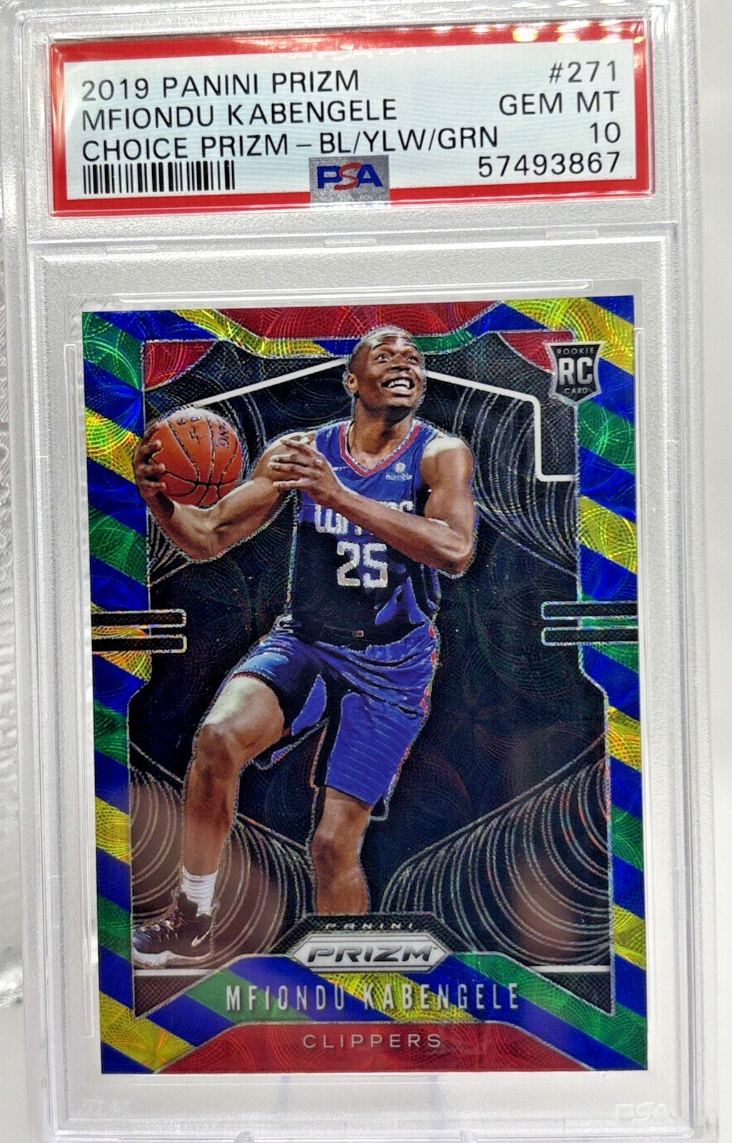 PSA 10- 2019 Prizm Mfiondu Kabengele Rookie Choice Blue Yellow and Green