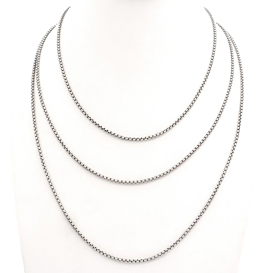 David Yurman Sterling Silver 14k Yellow Gold 72" Box Chain Necklace - Image 3 of 4