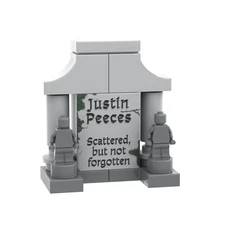 "Justin Peeces" Tombstone - Halloween MOC - Custom Printed - Minifig Accessory