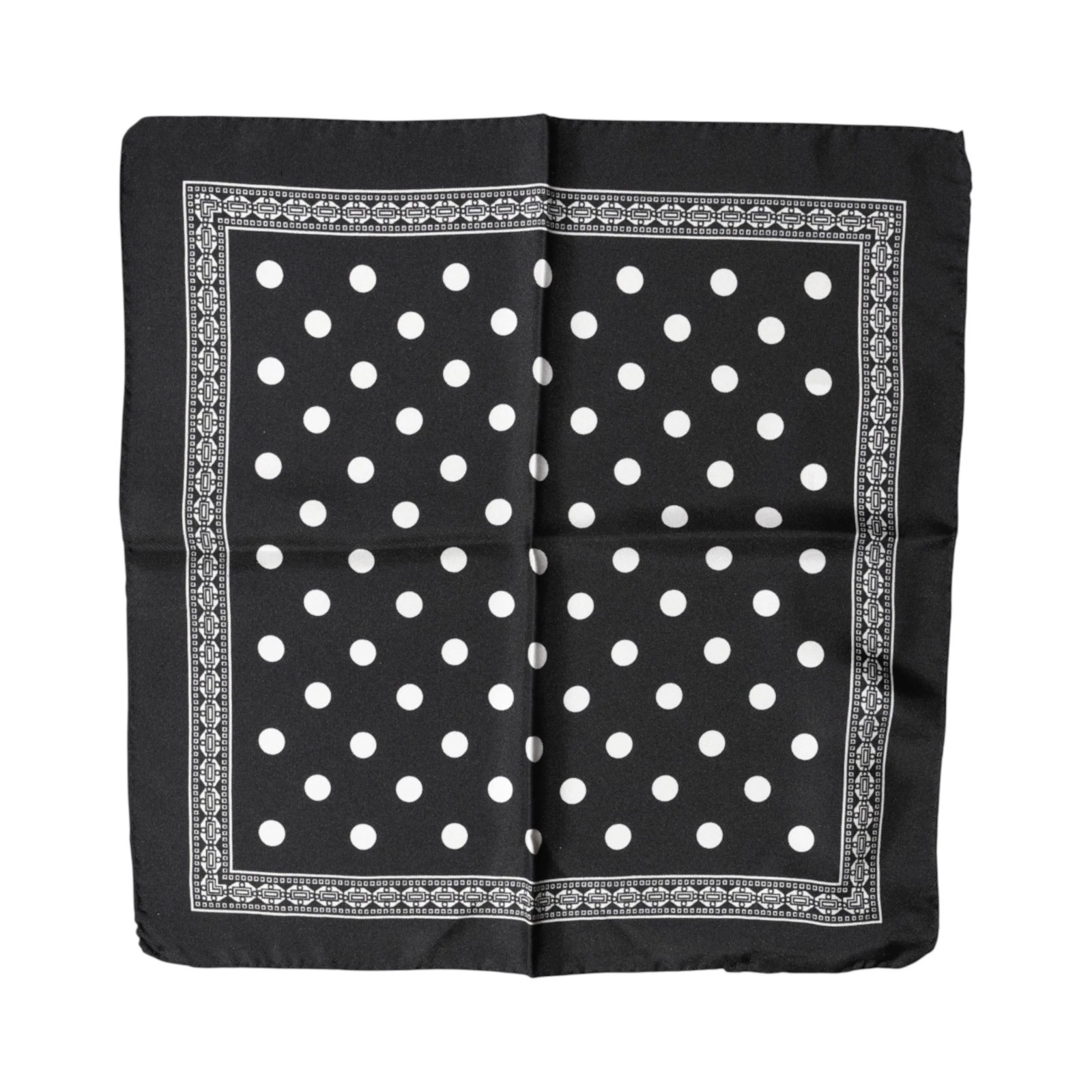 DOLCE & GABBANA Scarf Black Polka Dot Square Handkerchief 32.5cm x 32cm 120usd