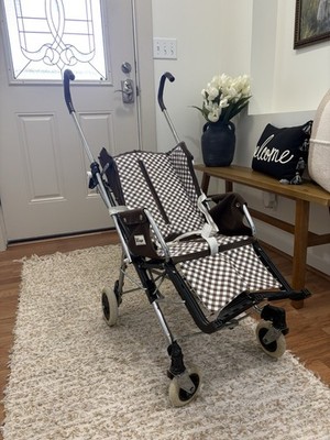 Vintage Peg Perego Made In Italy Stroller Brown Checkered