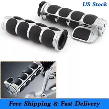 1" Chrome Motorcycle Handle Bar Hand Grips For Harley Electra Glide Road King