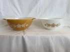 Vintage Pyrex Butterfly Gold Cinderella Nesting Mixing Bowls Set of 2 #441 & 442