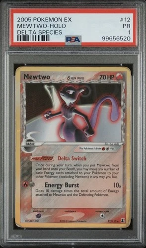 2005 POKEMON EX DELTA SPECIES #12 MEWTWO-HOLO DELTA SPECIES PSA 1