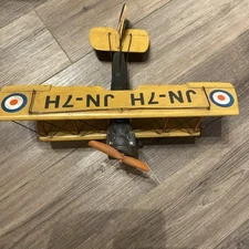 Vintage Tin Metal Retro Style Model Airplane Biplane 45cm/18in Wingspan