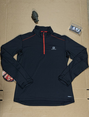 Salomon AdvancedSkin Warm Men's L Black/Red 1/4 Zip Pullover Reflective