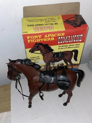 Vintage Marx Johnny West Comanche  Movable Horse, #1861B W/ Box Excellent Cond