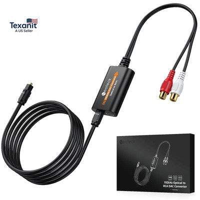 Optical to RCA Cable DAC Converter with Built-In Audio Amplifier Chipset 192Khz