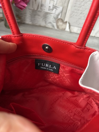 Schöne echte Furla kleine rote Leder Handtasche - Bild 7 von 13