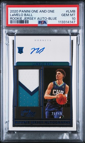 2020 One And One Lamelo Ball Rookie Jersey Auto Blue /49 RPA #RJA-LMB PSA 10 RC