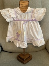 Vtg Baby Girl Light Purple/White/ Yellow Birds Dress with Lace White