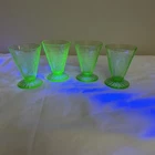Vintage Green Uranium Vaseline Depression Glass Small Cordial Glasses