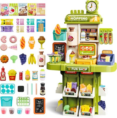 deAO Play Kitchen Playset Grocery Store Pretend Set for Kids Green 