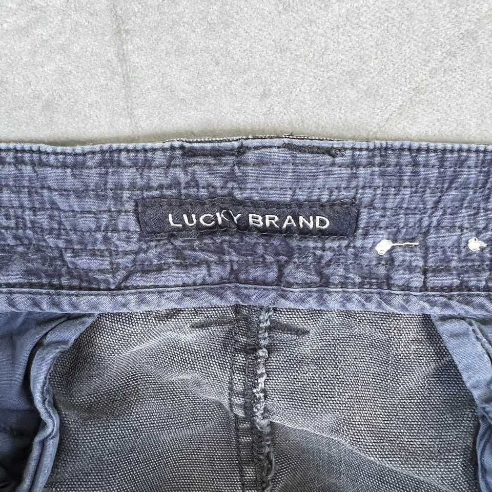 Lucky Brand Camo Cargo Shorts Mens 36 Blue Camouflage Heavy Canvas Drawstring 8" - Image 3 of 4