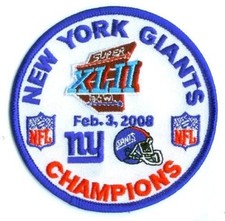 NFL SUPER BOWL XLII SB 42 New York Giants Maglia Campionato Con Toppa