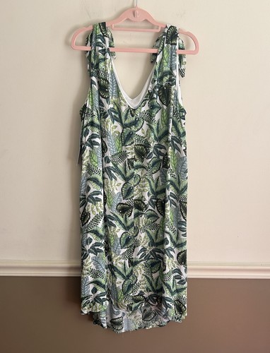 NWT Nina Leonard Sleeveless Dress Plus Sz 1X Tropical Green Coastal Grandma - Picture 4 of 11