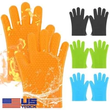 Silicone BBQ Heat Resistant Gloves Oven Grill Pot Holder Kitchen Cooking Mitts