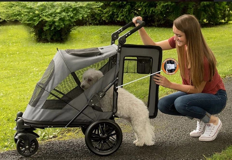 Pet Gear NO-Zip Excursion  4-Wheel Stroller Dual Entry Push Button - Image 2 of 4