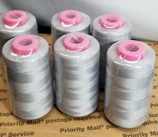 6 Spools Gray Color Serger Sewing Machine Thread 6000 Yards Per Spool T27 S/2