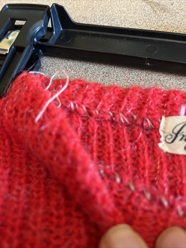 Maglione vintage bambini a costine rosso lavorato a maglia anni '60 '70 retrò morbido 26"" petto - Foto 8 di 10
