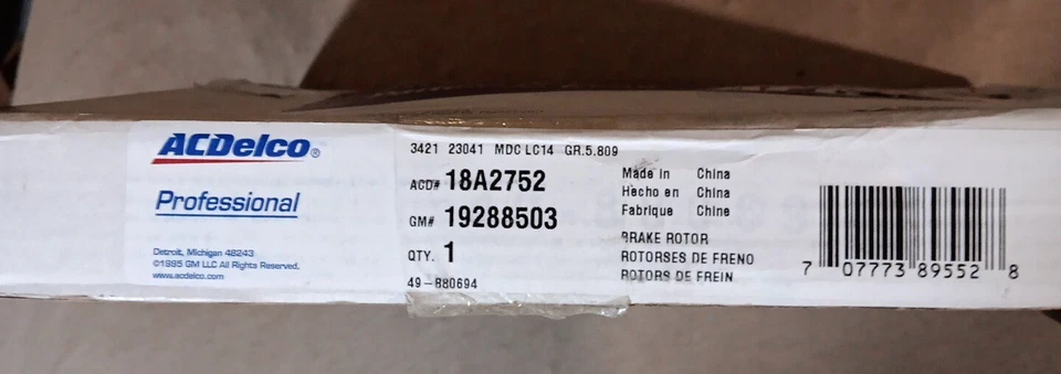 For Audi Q5 2009-2017 ACDelco 18A2752 Gold Vented Rear Brake Rotor - Image 2 of 4