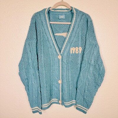 Taylor Swift 1989 Cardigan Womens L/XL Seagull Chunky Knit Sweater