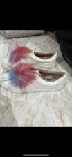 Next Girls/women Pom Pom White Trainers/shoes Uk 6 Bnwt